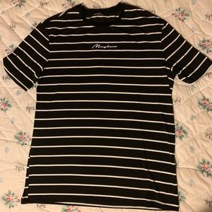 Men’s Large Shein White & Black Striped Pattern T-Shirt.